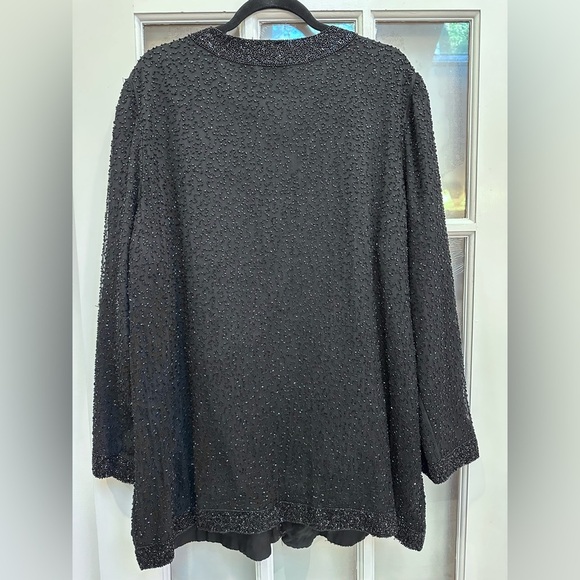 Vintage Stenay 80’s 100% Silk Black Beaded Sequin Evening Jacket Plus Size 3X - Picture 5 of 14